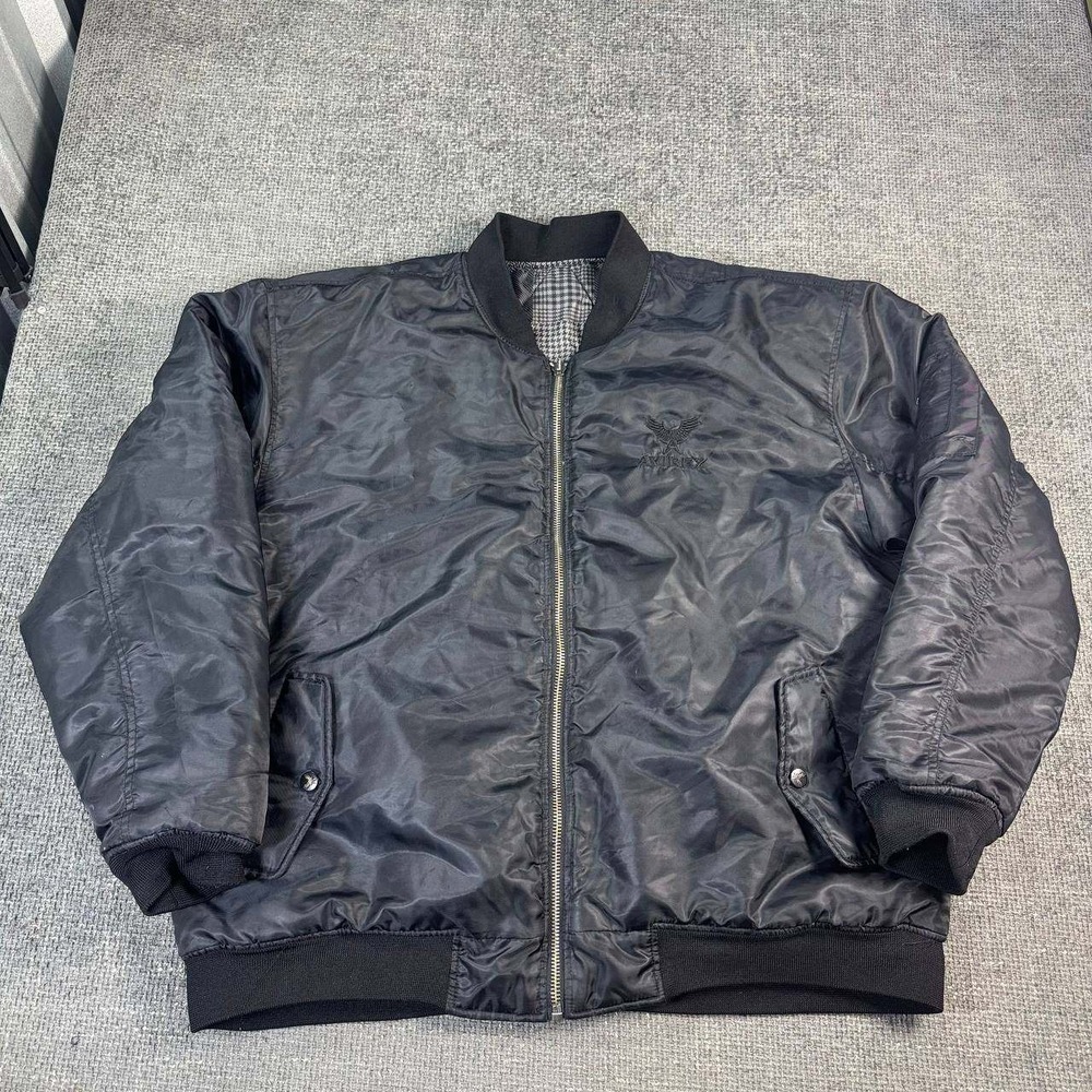 Avirex Reversible Bomber Jacket Mens XXL Black Houndstooth Y2k